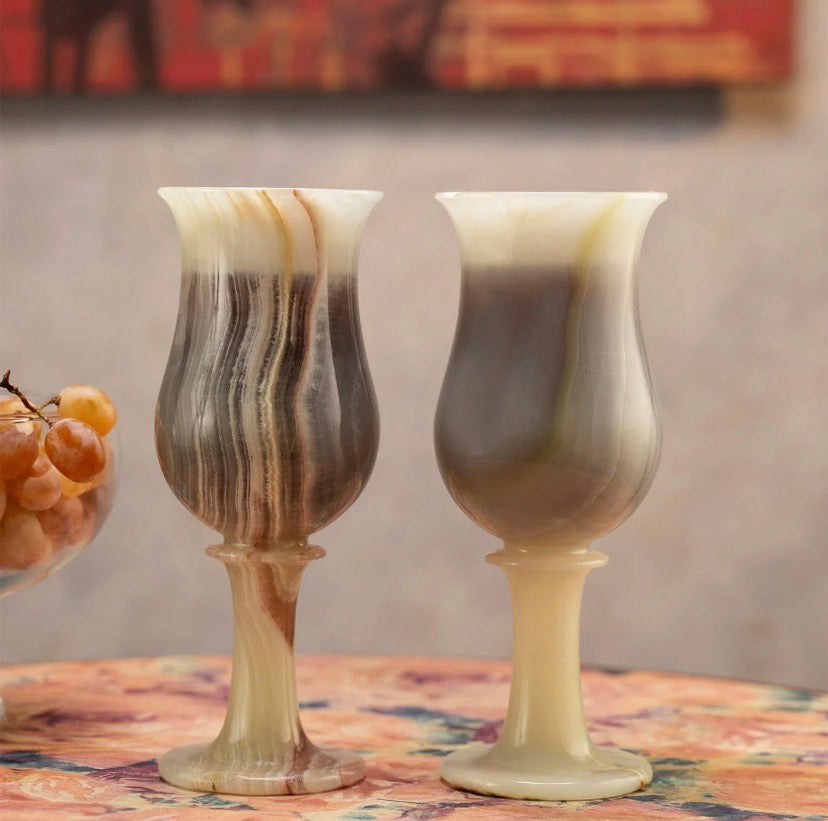 Marble Celebration Glass - Onyx (Pair Of 2)