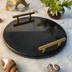 Black Star Marble Tray - Round