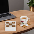 Marble Tea Coasters Square - Brown & White (Set Of 6)