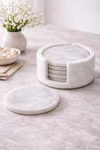Premium Wooden & Marble Tea Coaster – Elegant Cup Stand