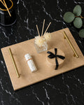 Premium Rectangular Marble Serving Tray with Gold Handles